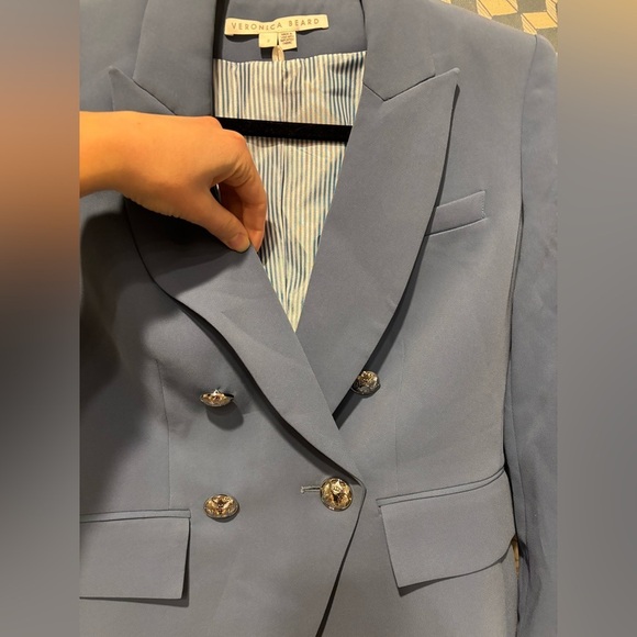 new Veronica Beard gail dickey blazer in lagoon medium blue with silver buttons - Picture 6 of 9